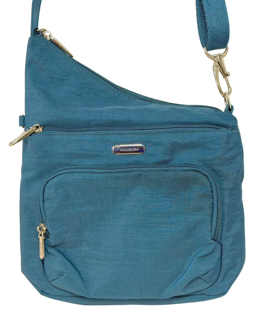 Travelon Essentials Anti Theft Crossbody Purse Peacock Blue North-South Bag